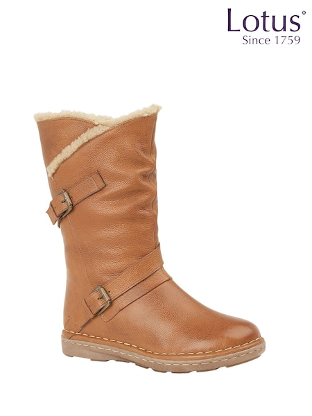 Lotus Light Brown Leg Boots (Q88803) | $173