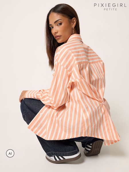 Natural - Pixiegirl Petite Stripe Button Back Shirt