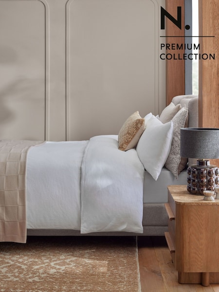 White N. Premium 100% linen Duvet Cover and Pillowcase Set (Q88810) | 686 QAR - 1,005 QAR