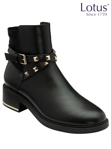 Lotus Black Olive Ankle Boots (Q88817) | AED189