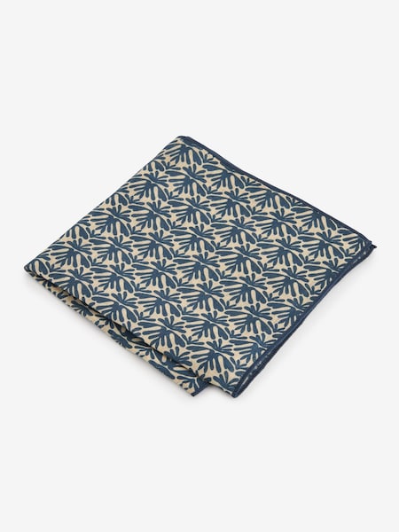 Neutral Brown/Blue Linen Pocket Square (Q88848) | €6.50