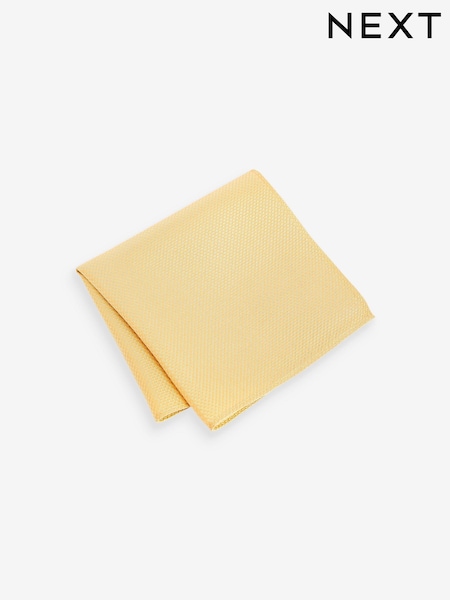 Yellow Textured Silk Lapel Pin And Pocket Square Set (Q88875) | €2
