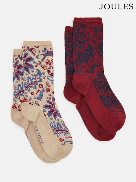 Joules Women's Everyday Neutral/Navy 2 Pack Socks (size 4-8) (Q88879) | R$ 100