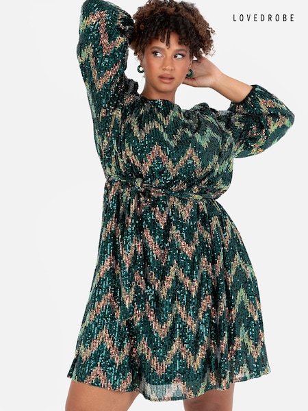 Zig Zag Long Sleeve Mini Dress (Q89032) | €60