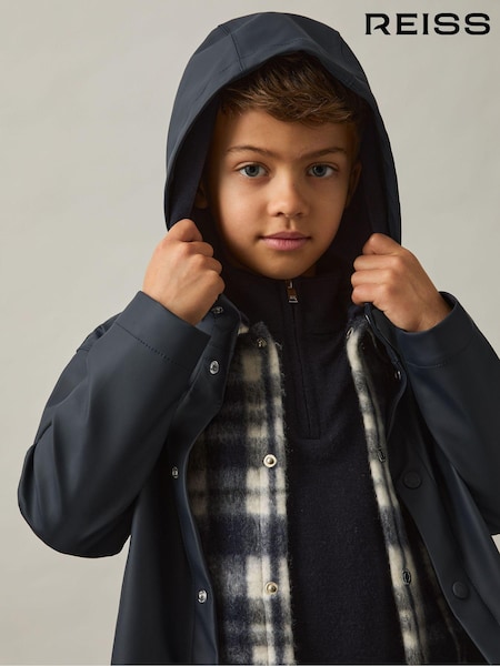 Reiss Navy Eero 9-13 yrs Water Repellent Hooded Coat (Q89066) | €125