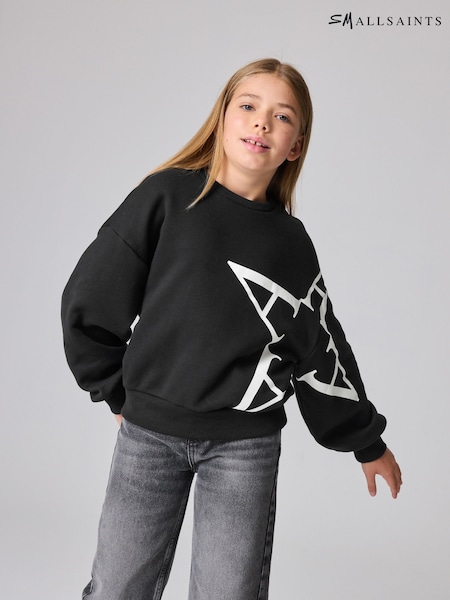 smALLSAINTS Black/A Star Girls Cygni Oversized 100% Cotton Graphic Sweatshirt (Q89113) | AED102 - AED113
