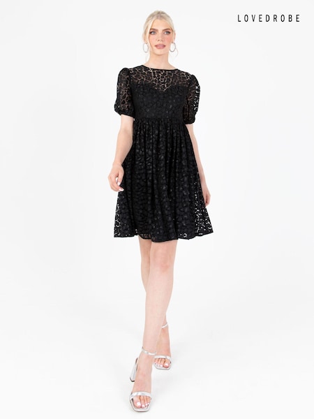 Lovedrobe Animal Print Lace Mini Black Dress (Q89129) | €49