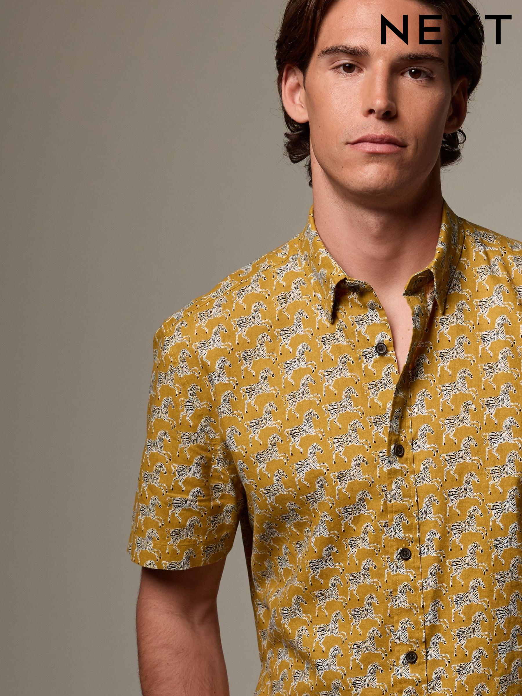 Mustard short sleeve dress shirt sale
