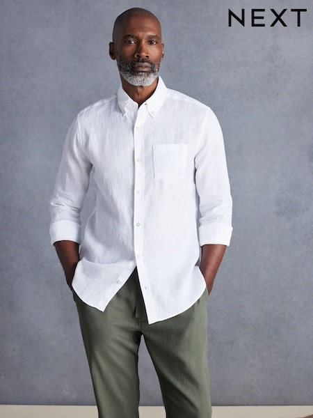 Pink Signature 100% Linen Long Sleeve Shirt (Q89187) | 104 QAR