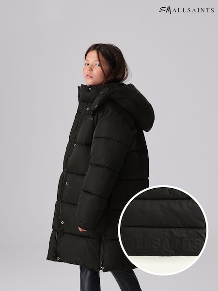 smALLSAINTS Black Longline Padded Girls Coat (Q89189) | AED262 - AED273