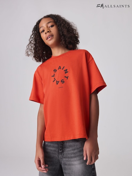 smALLSAINTS Red Tierra Oversized Crew Logo 100% Cotton T-Shirt (Q89249) | €13 - €15