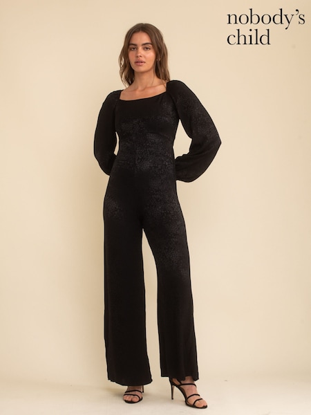 Nobodys Child Lettie Jacquard Black Jumpsuit (Q89283) | €44