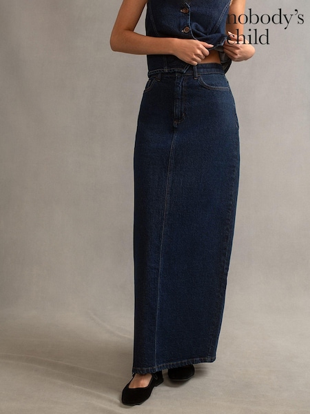 Nobody's Child Blue Denim Column Maxi Skirt (Q89335) | €37