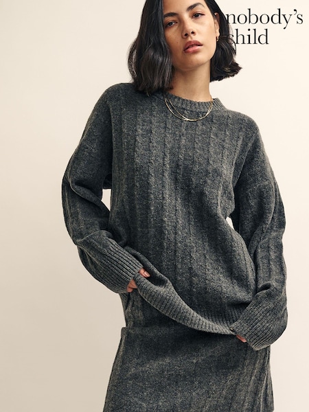 Nobodys Child Petite Charcoal Cable Knit Jumper Dress (Q89386) | €20