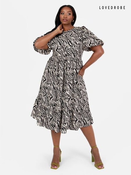 Lovedrobe Animal Print Puff Sleeve Midi Dress (Q89499) | 214 LEI