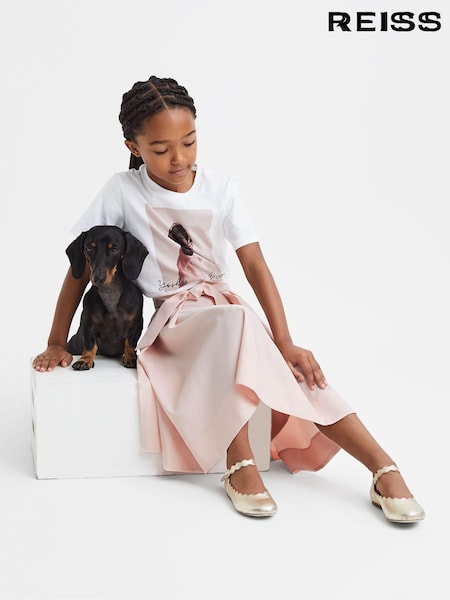 Reiss White Yoshy Junior Cotton Print T-Shirt (Q89533) | AED144
