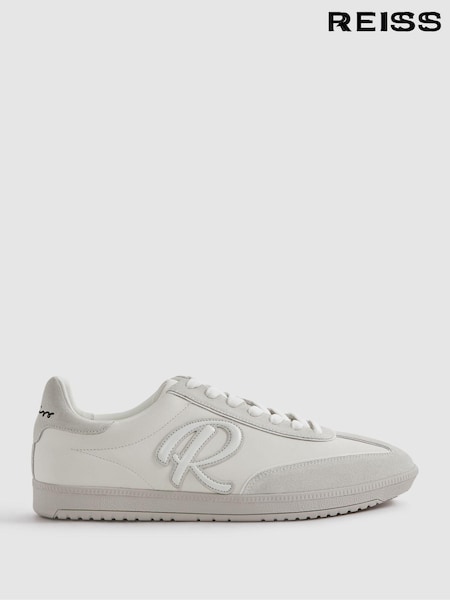 Reiss White Alba Leather-Suede Low Trainers (Q89540) | €85