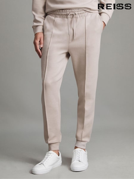 Reiss Oatmeal Premier Interlock Jersey Drawstring Joggers (Q89544) | €149