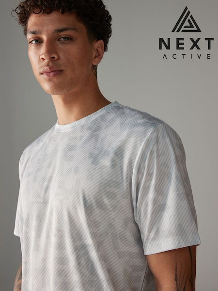 Grey/Ecru Active Printed Training T-Shirt (Q89575) | AED52