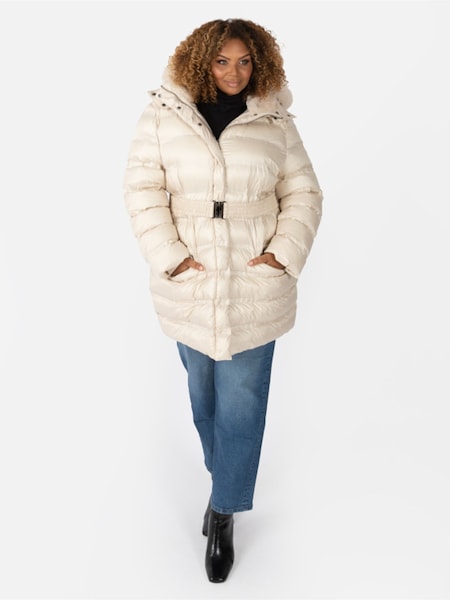 Lovedrobe Belted Padded Coat with Faux Fur Trim Hood (Q89596) | €69