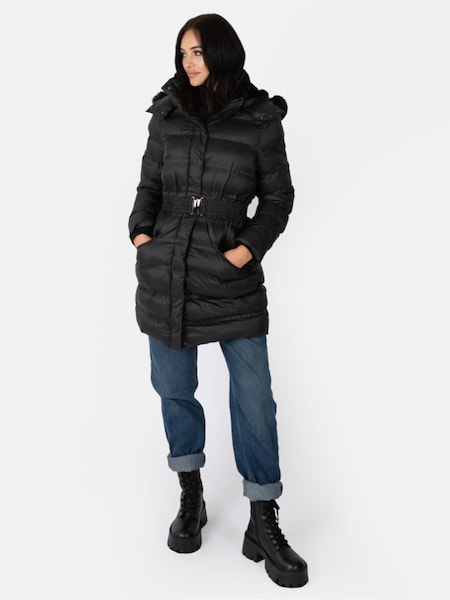 Lovedrobe Belted Padded Coat with Faux Fur Trim Hood (Q89630) | €69