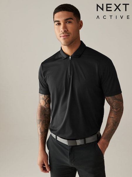 Black Active Textured Golf Polo Shirt (Q89646) | 743 UAH