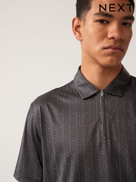 Black Active Print Golf Polo Shirt (Q89690) | €6