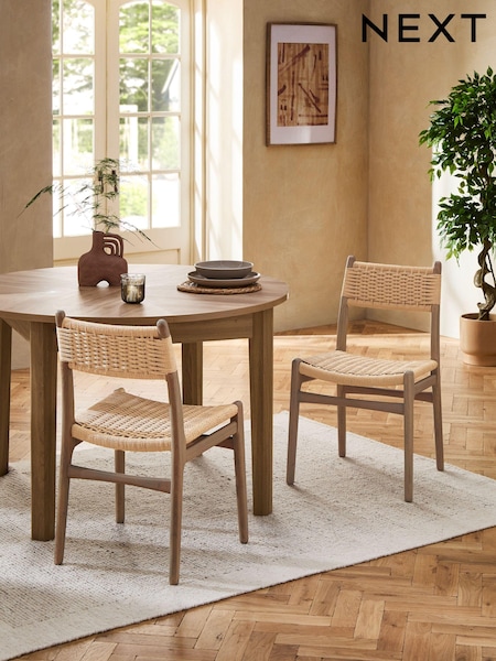 Set of 2 Dark Natural Otto Rattan Wood Dining Chairs (Q89764) | €330