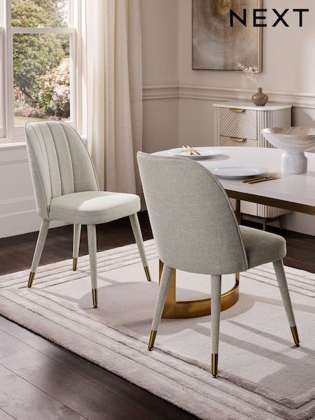 Set of 2 Tweedy Plain Light Natural Harper Upholstered Leg Dining Chairs (Q89801) | €355