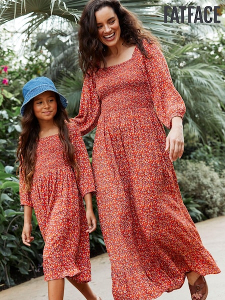 FatFace Red/Orange Midi Dress (Q89861) | €31