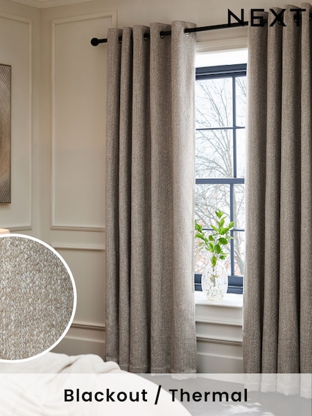 Natural Cosy Texture Blackout/Thermal Eyelet Curtains (Q90003) | €89 - €179