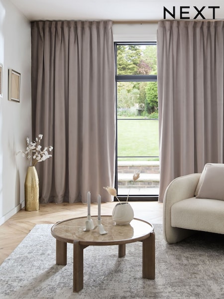 Natural Mink Matte Velvet Wave Header Blackout/Thermal Curtains (Q90016) | €50 - €84