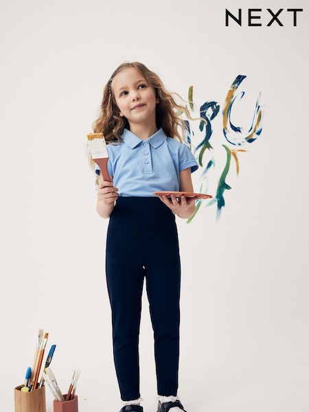 أزرق داكن أزرق - Pull-on Cotton Rich Stretch School Trousers (3-16yrs) (Q90021) | ‏48 ر.س.‏ - ‏78 ر.س.‏