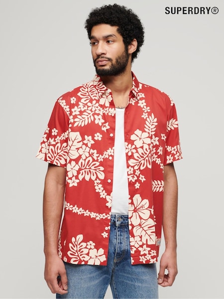 Superdry 100% Cotton Short Sleeve Hawaiian Printed Shirt (Q90047) | 210 LEI