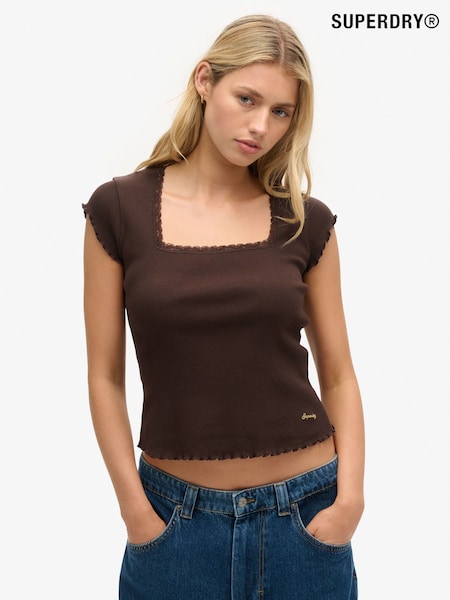 Superdry Brown Essential Square Neck T-Shirt (Q90052) | €29