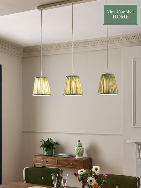 Nina Campbell Green/White Larch Diner Pendant (Q90080) | €163