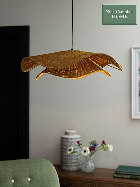 Nina Campbell Natural Velero Rattan Pendant Light (Q90107) | €190