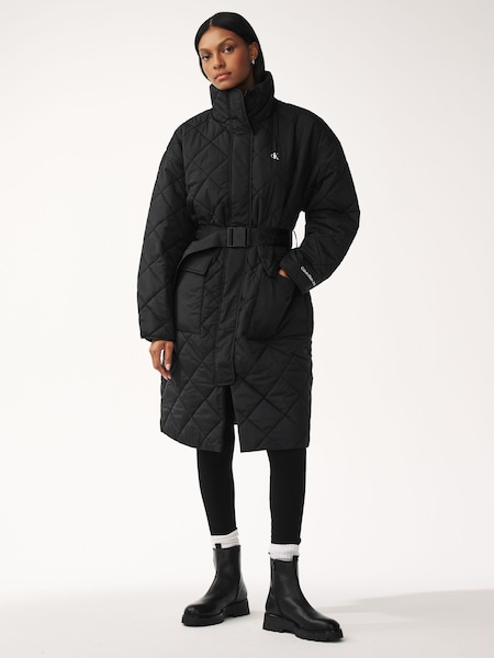Calvin Klein Black Belted Quilted Coat (Q90116) | €108