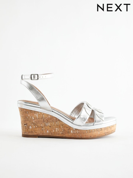 Silver Standard/Wide Fit Forever Comfort® Double Strap Wedges (Q90121) | AED65
