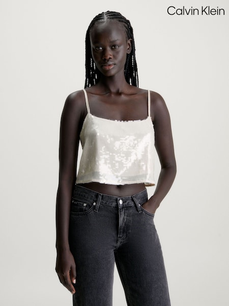 Calvin Klein Silver Sequin Top (Q90145) | €49
