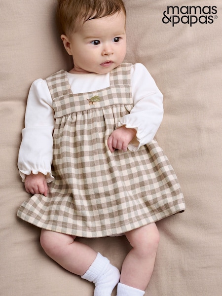 ブラウン - Mamas & Papas Gingham Dress & Bodysuit Set