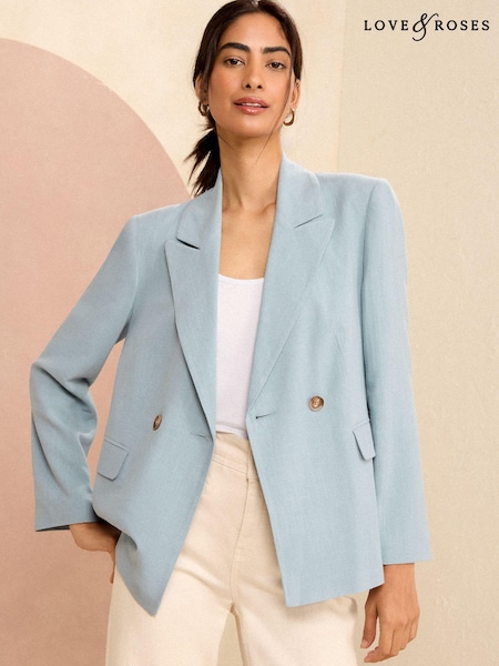 Love & Roses Tailored Blazer With Linen (Q90309) | 214 LEI