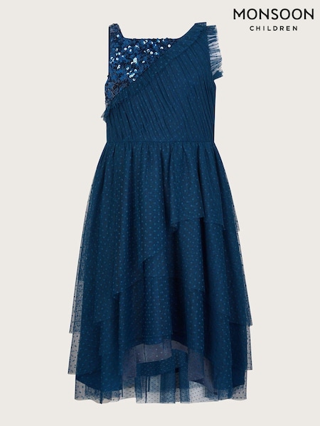 Monsoon Blue Kylie Sequin Shoulder Dress (Q90312) | €27 - €31