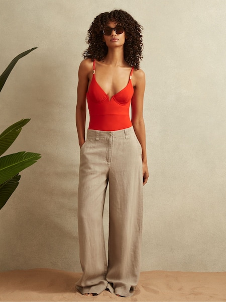 Reiss Red Amber Underwired Tie Back Swimsuit (Q90427) | €48