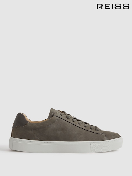 Reiss Grey Finley Leather Low-Top Trainers (Q90432) | €210