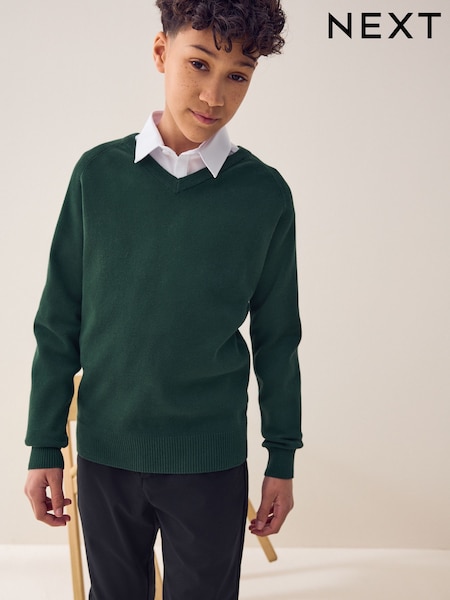 Green Knitted V-Neck School Jumper (3-16yrs) (Q90643) | 288 UAH - 535 UAH