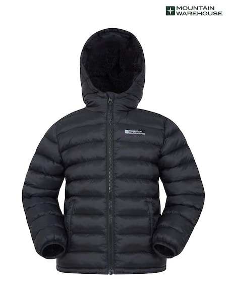 Mountain Warehouse Black Kids Seasons Water Resistant Faux Fur Lined Padded Jacket (Q90896) | R$ 445