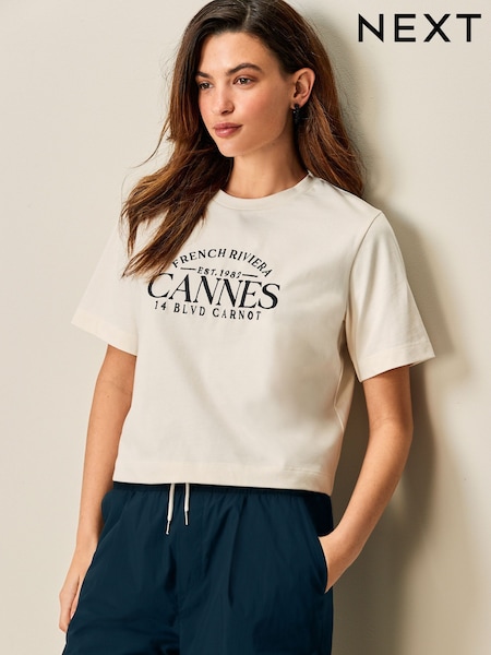 White Graphic Heavyweight Short Sleeve Crew Neck T-Shirt (Q90901) | 707 UAH