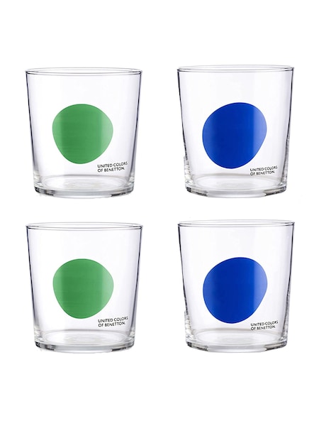 Benetton Set of 4 Blue/Green Water Tumblers Set of 4 Tall Tumbler Glasses (Q90907) | € 36