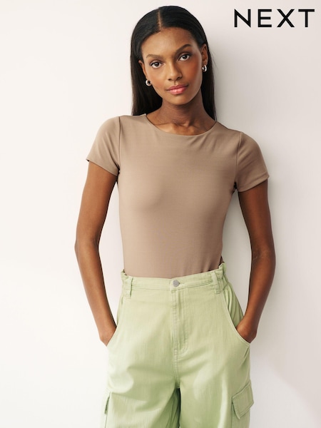 Neutral Short Sleeve T-Shirt Bodysuit (Q90968) | AED21